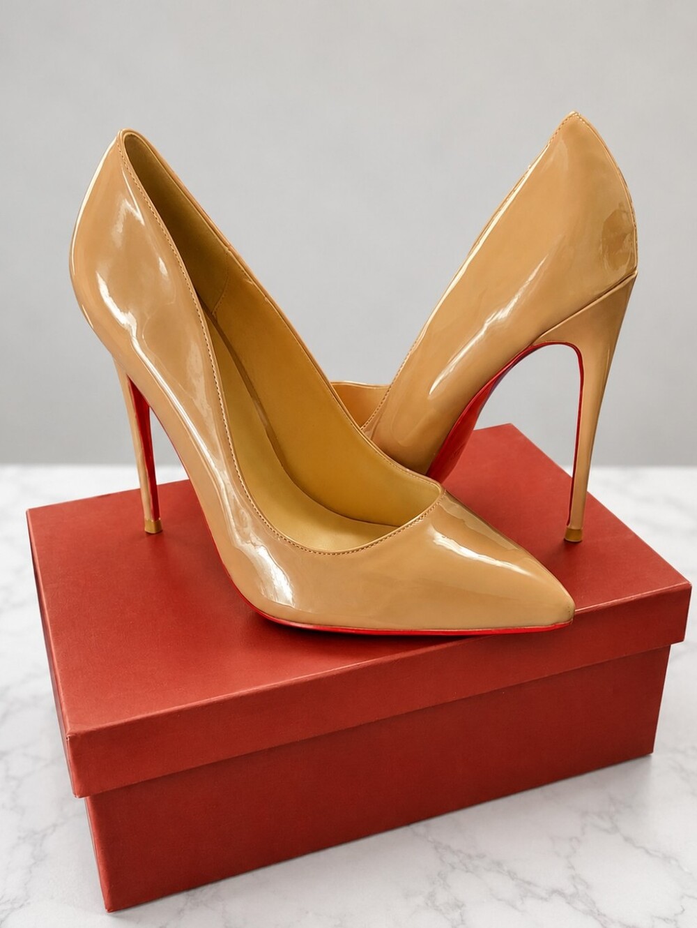 Nude Patent Red Sole Stiletto Heels | Size 9 | New in Box